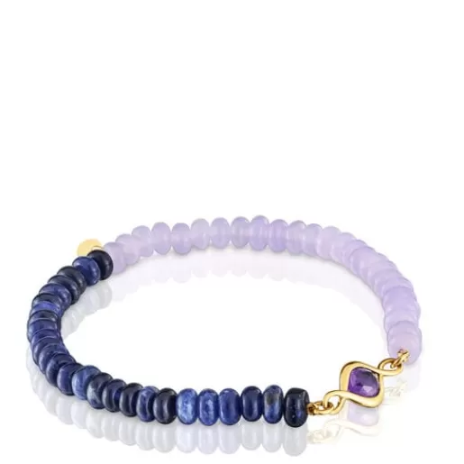 Best Sale Elastic bracelet with silver vermeil, amethyst and gemstones Alma Motif Silver Bracelets | Ball Bracelets