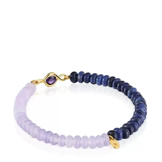 Best Sale Elastic bracelet with silver vermeil, amethyst and gemstones Alma Motif Silver Bracelets | Ball Bracelets