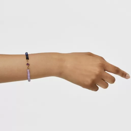 Best Sale Elastic bracelet with silver vermeil, amethyst and gemstones Alma Motif Silver Bracelets | Ball Bracelets