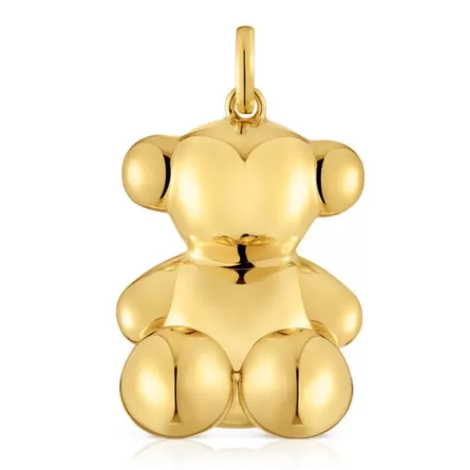 Fashion Extra large bear Pendant, with 18 kt gold plating over silver Bold Bear Silver Pendants | Large Pendants