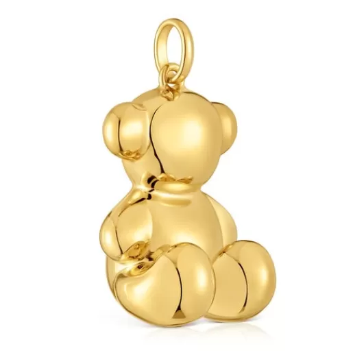 Fashion Extra large bear Pendant, with 18 kt gold plating over silver Bold Bear Silver Pendants | Large Pendants