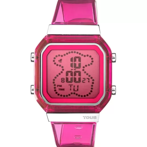 Outlet Fuchsia polycarbonate and steel digital Watch D-BEAR Fresh For Her