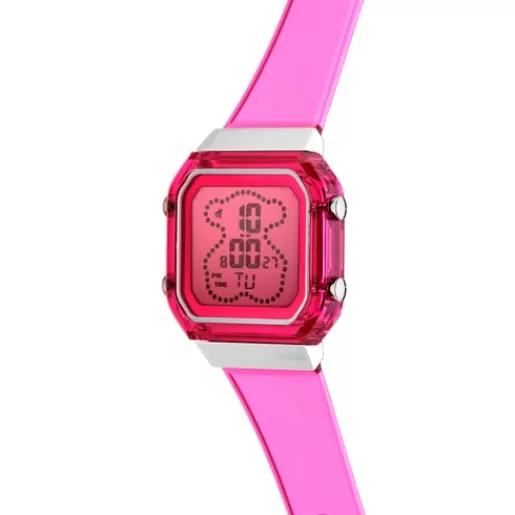 Outlet Fuchsia polycarbonate and steel digital Watch D-BEAR Fresh For Her