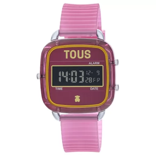 Outlet Fuchsia polycarbonate Digital watch with silicone strap D-Logo Fresh For Her