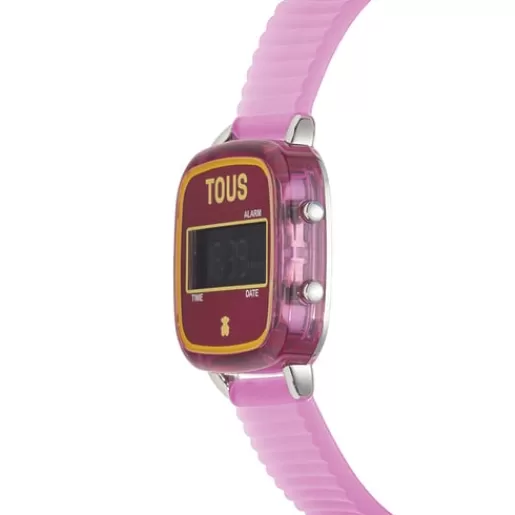 Outlet Fuchsia polycarbonate Digital watch with silicone strap D-Logo Fresh For Her