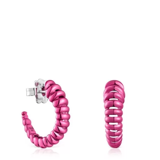 Cheap Fuchsia silver Virtual Garden Earrings Silver Earrings | Hoop Earrings