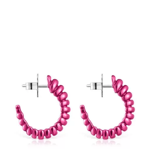 Cheap Fuchsia silver Virtual Garden Earrings Silver Earrings | Hoop Earrings