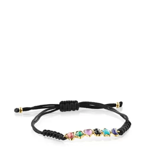 Best Sale Glory Bracelet in Silver Vermeil with Gemstones and Black Cord Silver Bracelets | Cord And Thread Bracelets