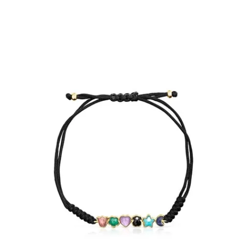 Best Sale Glory Bracelet in Silver Vermeil with Gemstones and Black Cord Silver Bracelets | Cord And Thread Bracelets