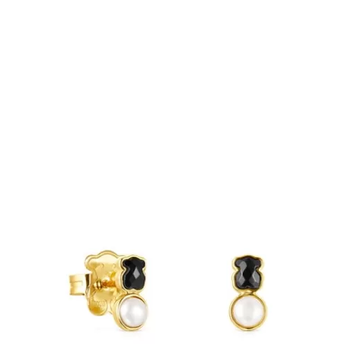 Discount Glory Earrings in Silver Vermeil with Onyx and Pearl Silver Earrings | Small Earrings