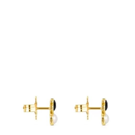 Discount Glory Earrings in Silver Vermeil with Onyx and Pearl Silver Earrings | Small Earrings