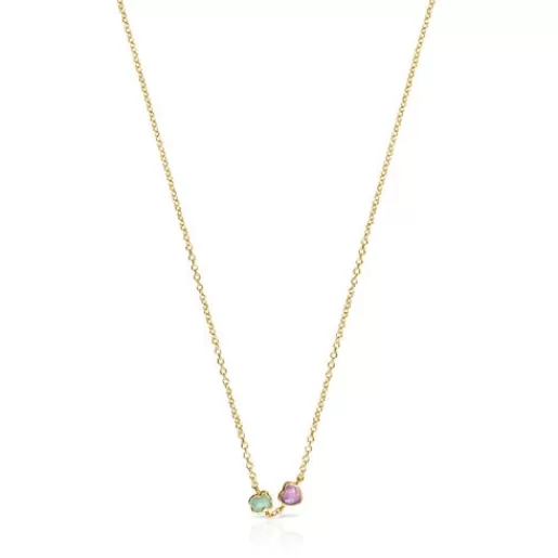 Store Glory Necklace in Silver Vermeil with Amazonite and Amethyst Silver Necklaces | Short Necklaces