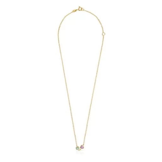 Store Glory Necklace in Silver Vermeil with Amazonite and Amethyst Silver Necklaces | Short Necklaces