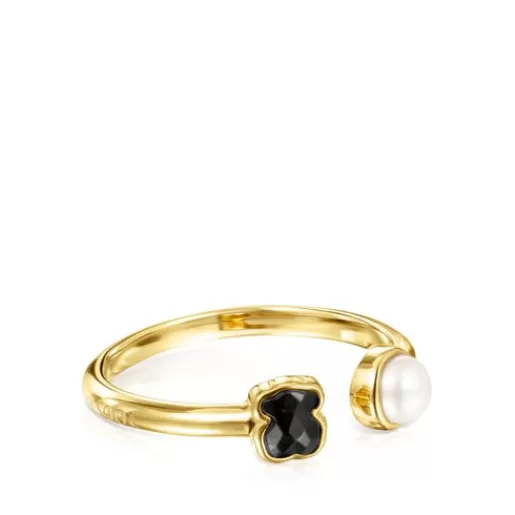 Fashion Glory Ring in Silver Vermeil with Onyx and Pearl Silver Rings | Small Rings
