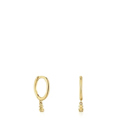 Hot Gold and bear charm Hoop earrings Bold Bear Gold Earrings | Small Earrings