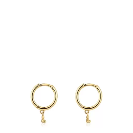 Hot Gold and bear charm Hoop earrings Bold Bear Gold Earrings | Small Earrings