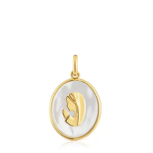 Best Gold and mother-of-pearl virgin Medallion pendant Devotion Small Pendants