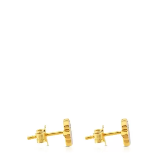 Cheap Gold and Mother-of-pearl XXS bear Earrings Gold Earrings | Small Earrings