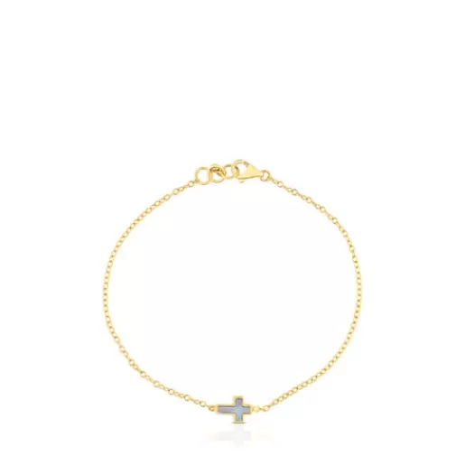 Cheap Gold and Mother-of-pearl XXS cross Bracelet Gold Bracelets | Chain Bracelets