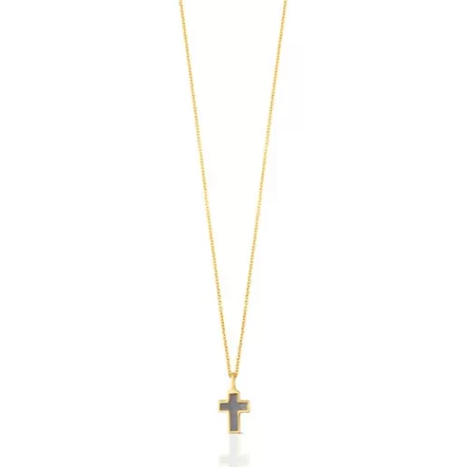 Shop Gold and Mother-of-pearl XXS cross Necklace Gold Necklaces | Short Necklaces