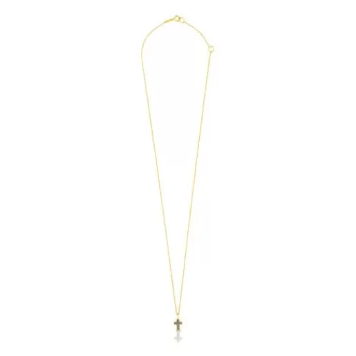 Shop Gold and Mother-of-pearl XXS cross Necklace Gold Necklaces | Short Necklaces