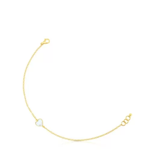 Cheap Gold and Mother-of-pearl XXS heart Bracelet Gold Bracelets | Chain Bracelets