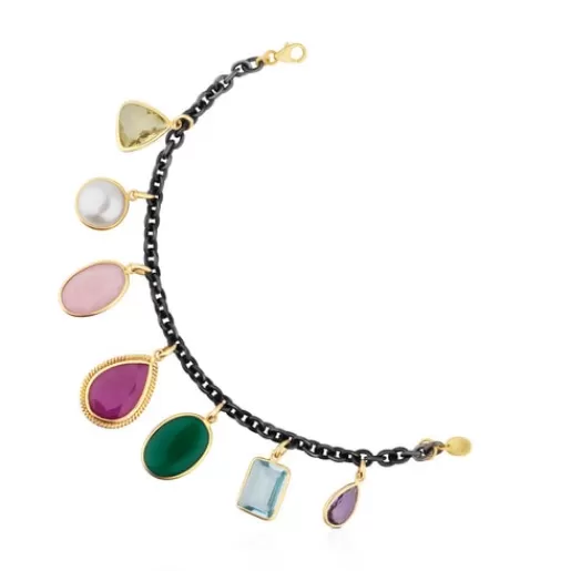 Fashion Gold and Silver Gem Power Bracelet with Gemstones Gold Bracelets | Pearl Bracelets