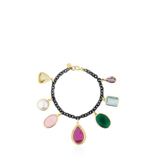 Fashion Gold and Silver Gem Power Bracelet with Gemstones Gold Bracelets | Pearl Bracelets