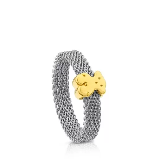 Shop Gold and Steel Icon Mesh Ring 分类为空 | Small Rings