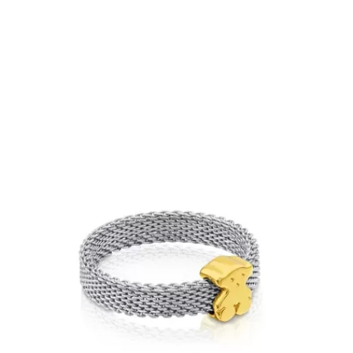 Shop Gold and Steel Icon Mesh Ring 分类为空 | Small Rings