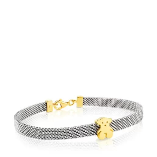 Sale Gold and Steel Mesh Bracelet Bear motif Kids Gold Bracelets | Chain Bracelets