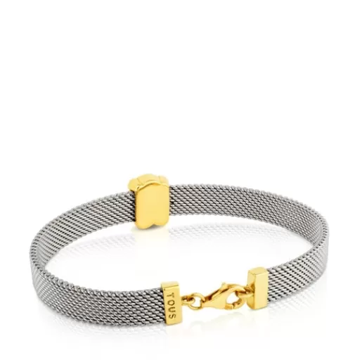 Shop Gold and Steel Mesh Bracelet Bear motif Gold Bracelets | Chain Bracelets