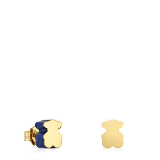 Discount bear Earrings with lapis lazuli 1950 Gold Earrings | Small Earrings