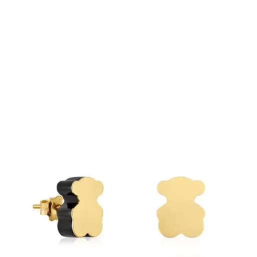 Hot bear Earrings with onyx 1950 Gold Earrings