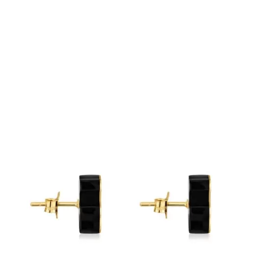 Hot bear Earrings with onyx 1950 Gold Earrings