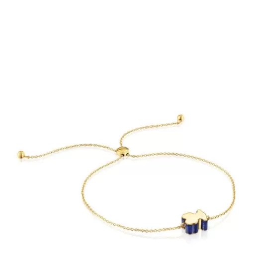 Best Gold bear motif Bracelet with lapis lazuli 1950 Chain Bracelets