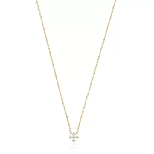 Hot Cross necklace with 0.08ct of diamonds Les Classiques Gold Necklaces | Short Necklaces