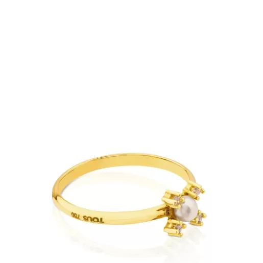 New Gold Eklat Ring with four Diamonds and Pearl 分类为空 | Solitaire Rings