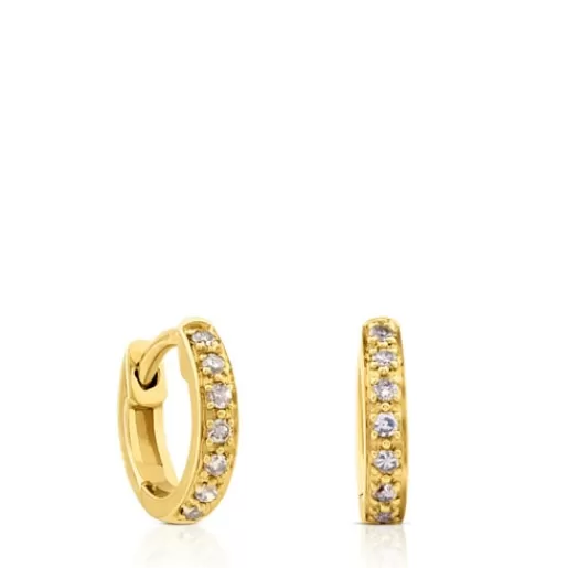 Sale Gold Gem Power Earrings with Diamonds omega back. Gold Earrings | Hoop Earrings