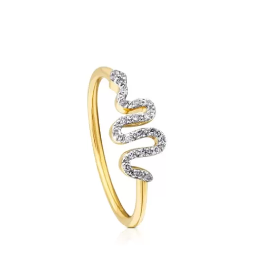 Shop Gold Gem Power Ring with Diamonds Sneak motif 分类为空 | Diamond Rings