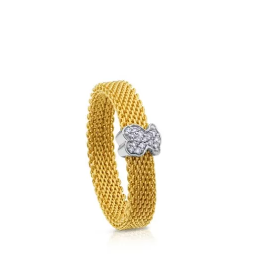 Best Gold Icon Mesh Ring with Diamonds little Bear motif 分类为空 | Diamond Rings