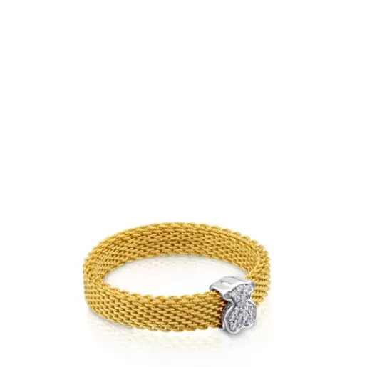 Best Gold Icon Mesh Ring with Diamonds little Bear motif 分类为空 | Diamond Rings