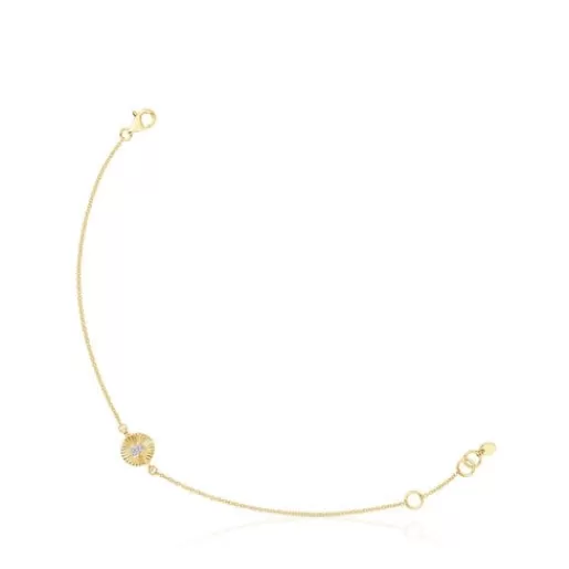 Online Gold Iris Motif Bracelet with diamonds Gold Bracelets | Chain Bracelets