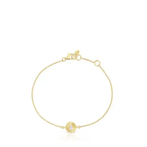 Online Gold Iris Motif Bracelet with diamonds Gold Bracelets | Chain Bracelets