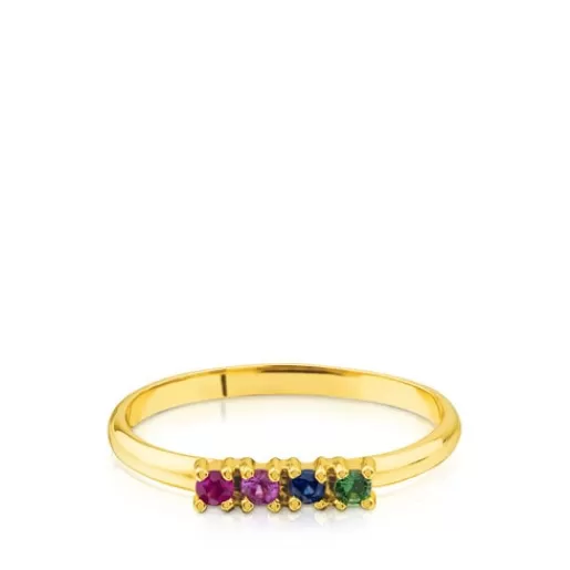 Hot Gold Lio Ring with Ruby, pink & blue Sapphire, Amethyst and Tsavorite 分类为空