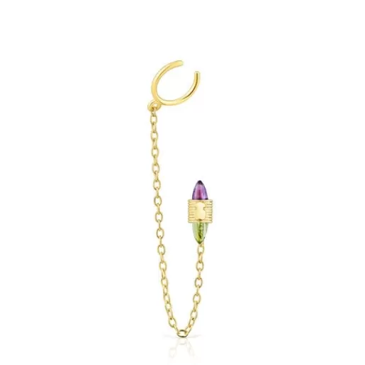 Outlet Gold Lure Chain earcuff with gemstones Gold Earrings | Individual Earrings