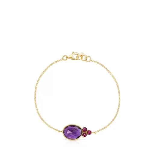 Best Sale Gold Luz Bracelet with Amethyst and Rhodolite Gold Bracelets