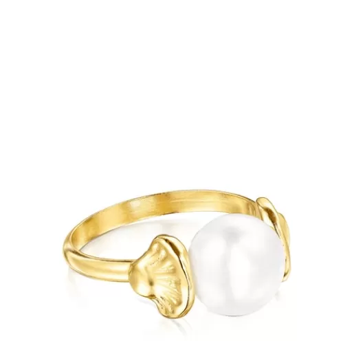 Outlet Gold Oceaan shell Ring with pearl 分类为空 | Small Rings