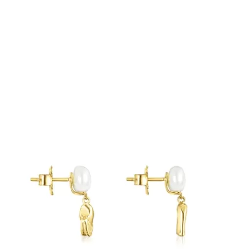 Cheap Gold Oceaan shell-anemone Earrings with pearls Gold Earrings | Pearl Earrings