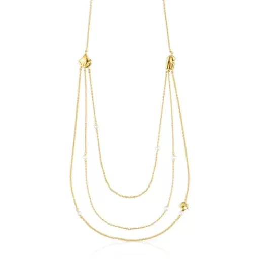 Discount Gold Oceaan shells-chains Necklace with pearls Gold Necklaces | Short Necklaces